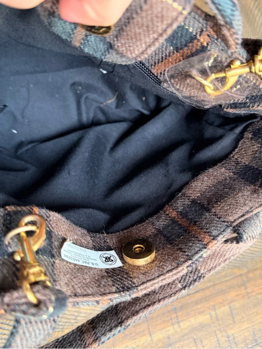 Vintage Brown Plaid Mini Tote‎ Crossbody Dark Academia Preppy Classic Bag Wool